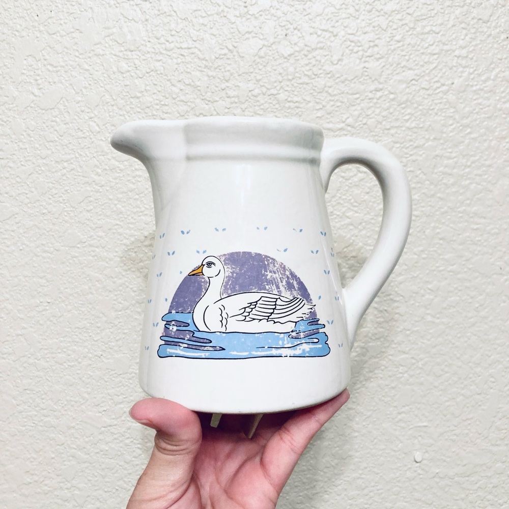 Vintage Country Goose Duck Pitcher Vase Ceramic Cottagecore Farmhouse Country